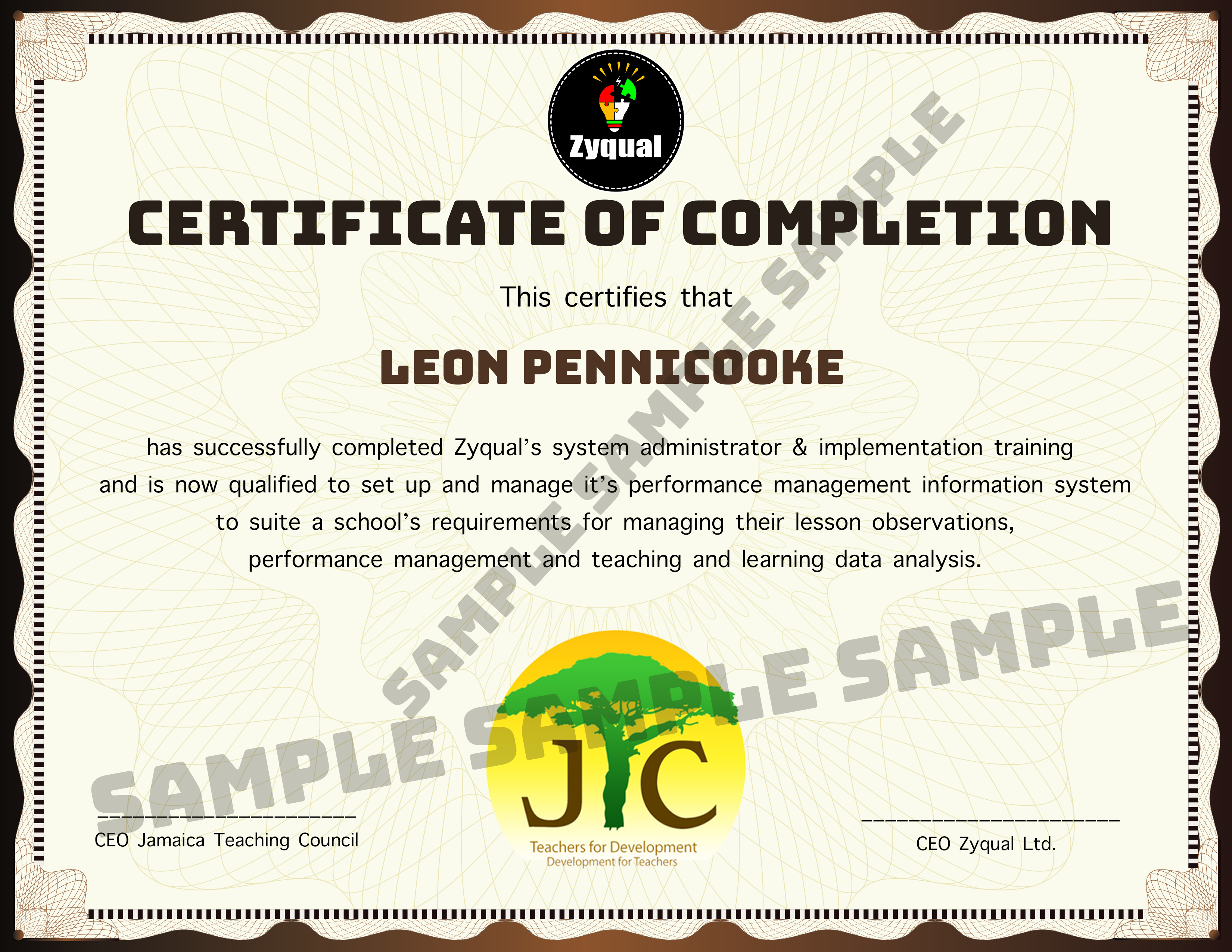 sample certificate